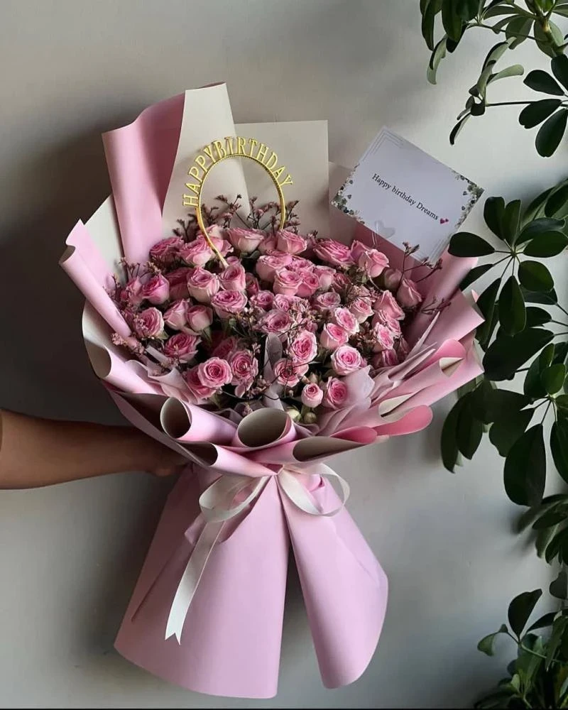 باقة بيبي بنك روز - مع طوقHBD