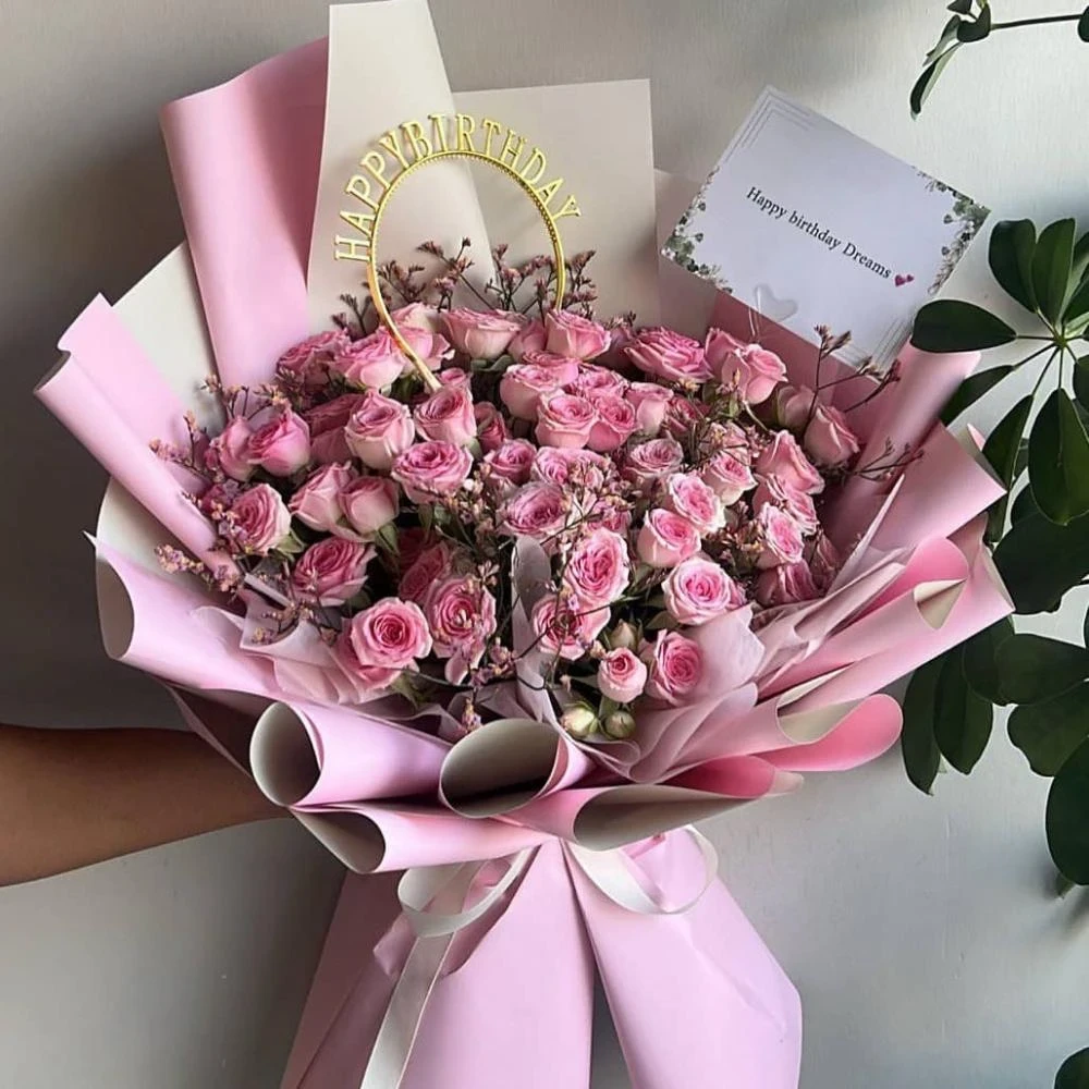 باقة بيبي بنك روز - مع طوقHBD